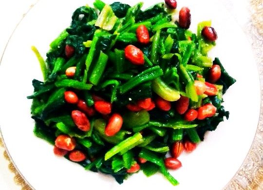 陈醋菠菜花生米~分分钟搞定的快手菜