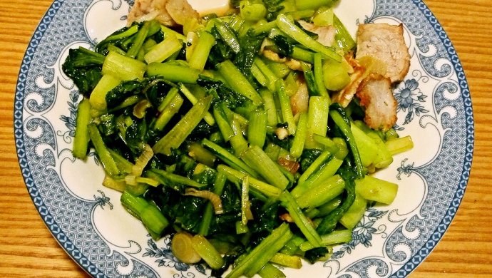 清炒菜心肉片