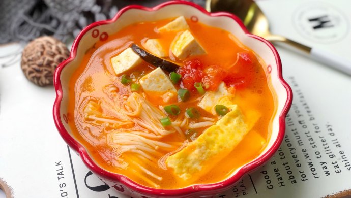 番茄菌菇豆腐汤,减脂瘦身