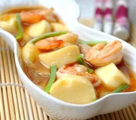 虾仁蒸豆腐