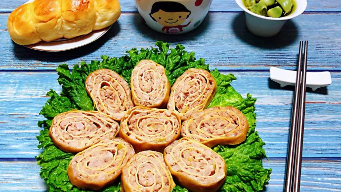 豆皮蒸肉卷