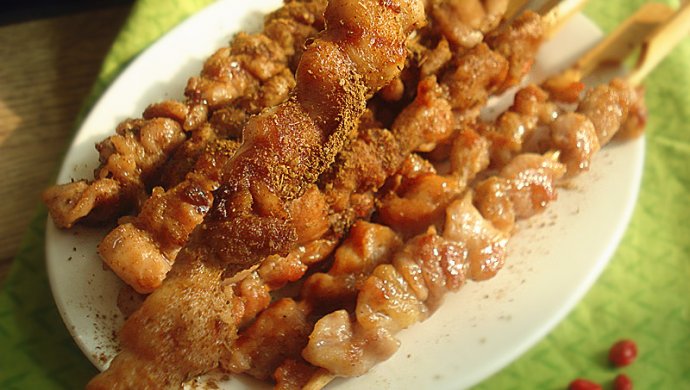 电饼铛孜然鸡肉串