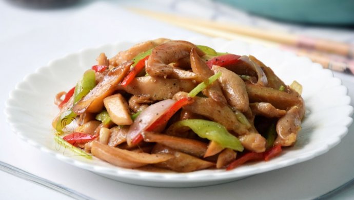 黑椒杏鲍菇炒鸡柳