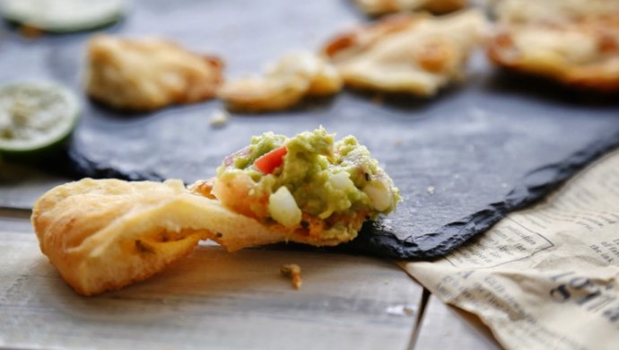 【原麦早餐】吉士葱薄饼:蘸墨西哥鳄梨酱Guacamole