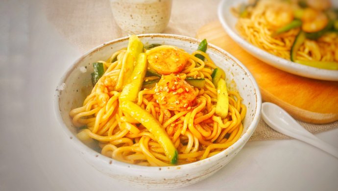 虾仁葱油拌面
