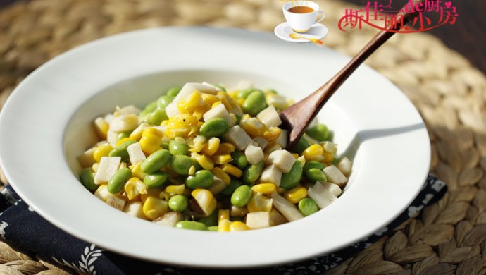 玉米毛豆炒杏鲍菇丁