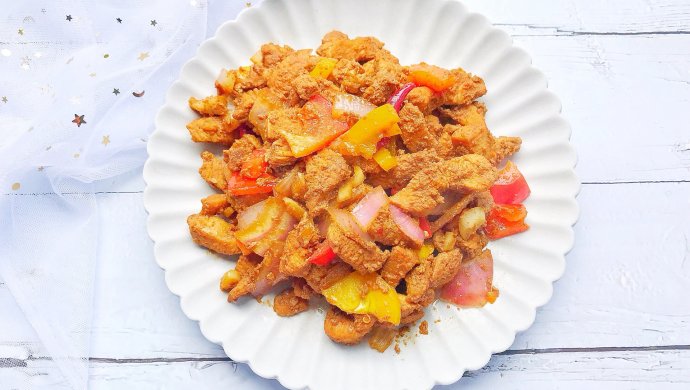 孜然鸡胸肉炒时蔬