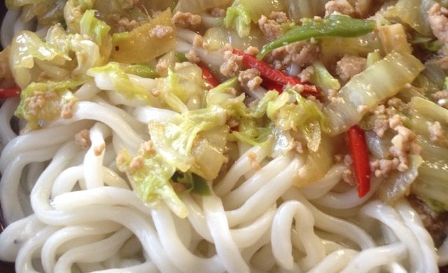 白菜肉末面条--简单开胃早餐