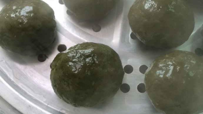自制蜜豆青团