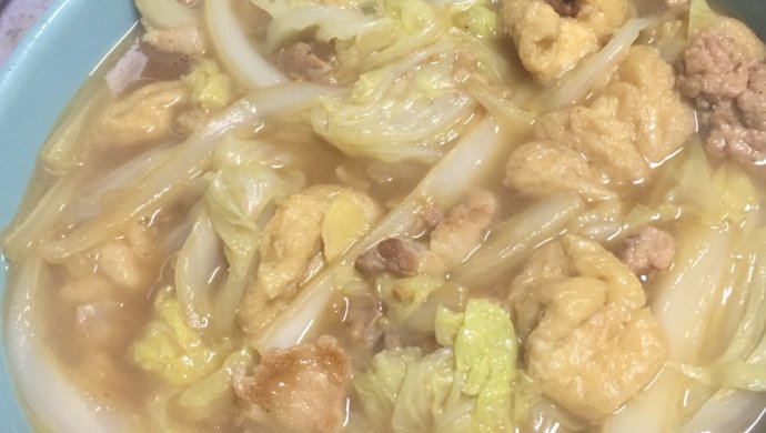 五花肉炖大白菜油豆腐