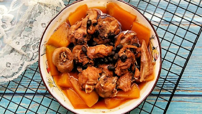 豆豉鸡腿蒸南瓜