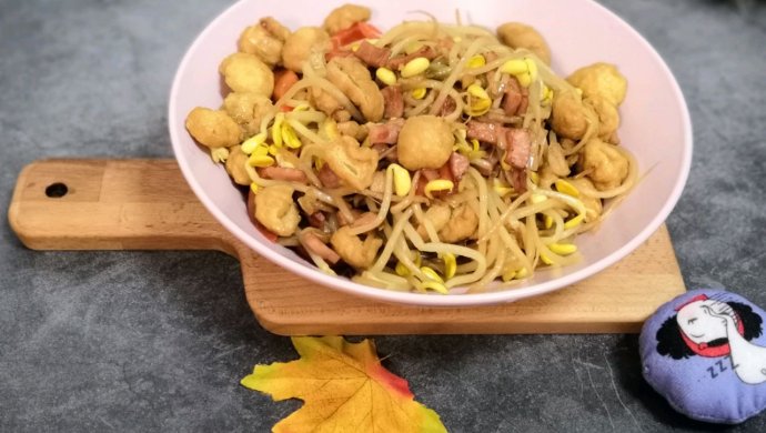 油豆腐炒豆芽