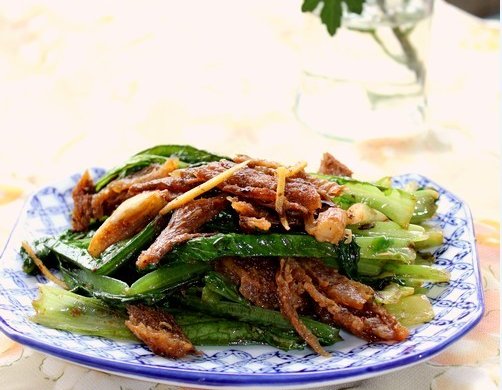 豆豉鲮鱼炒油麦菜