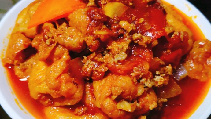 【家常菜】【下饭菜】――茄汁肉末油豆腐