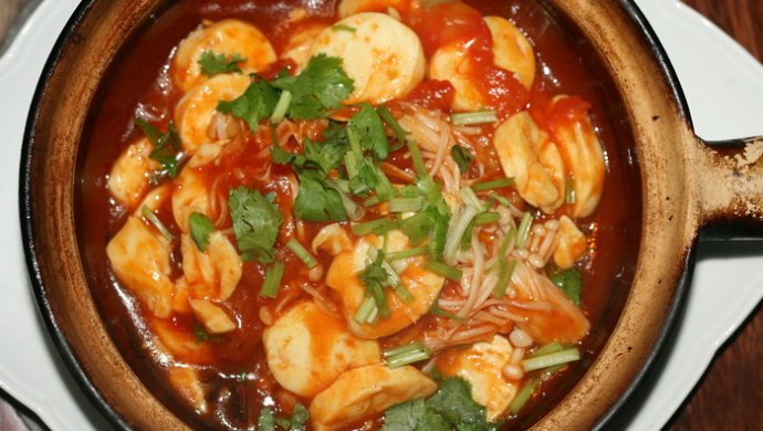 番茄煮日本豆腐金针菇