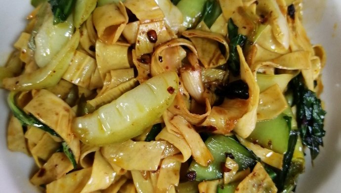 青菜炒油豆皮