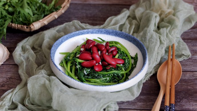 红腰豆炒茼蒿
