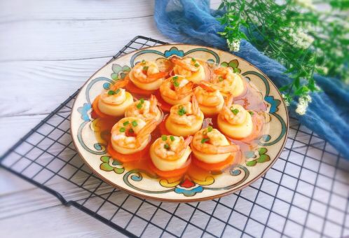 鲜虾蒸玉子豆腐