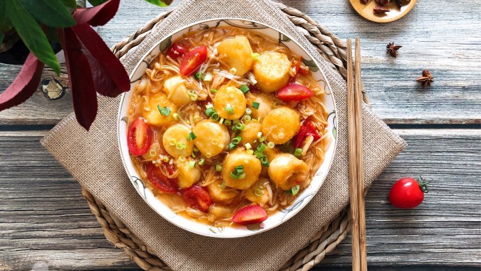 茄汁金针烩玉子豆腐
