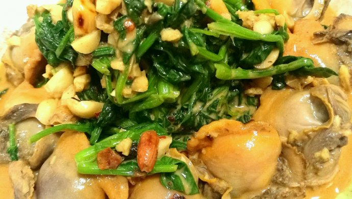 菠菜拌毛蚬子