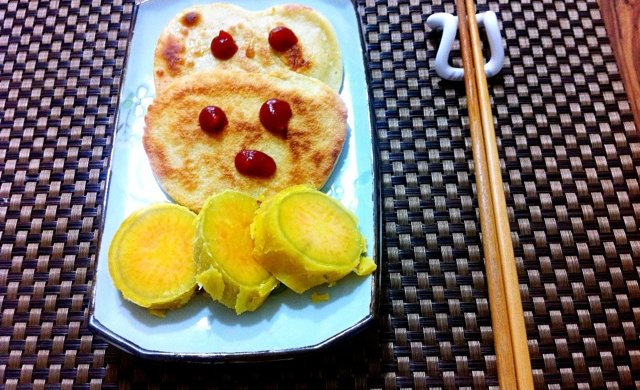 小米面鸡蛋爱心饼