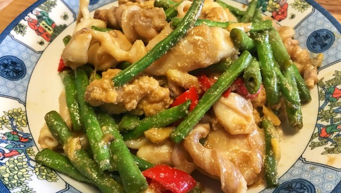 豆角炒鱼卜