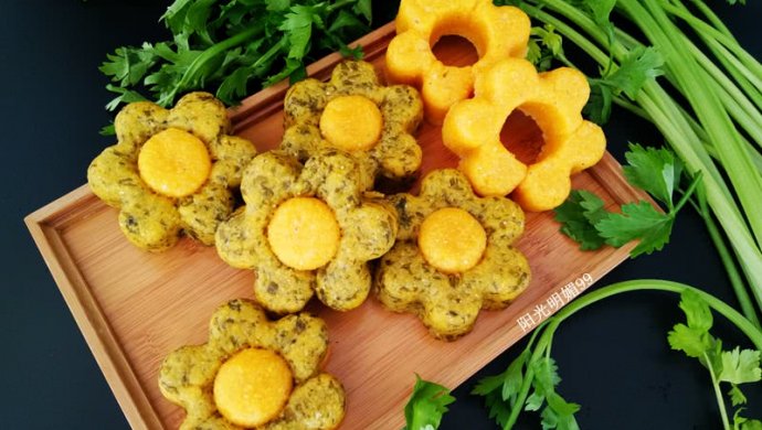 芹菜叶花朵玉米饼