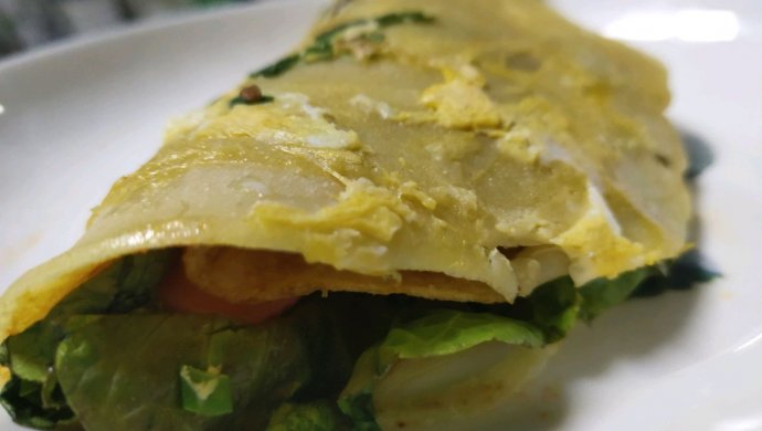 玉米面煎饼果子杂粮煎饼（薯片代替果子版）