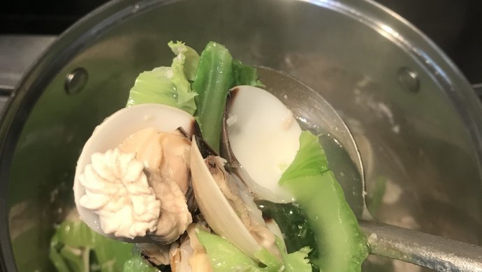 鸡生肠白贝芥菜汤