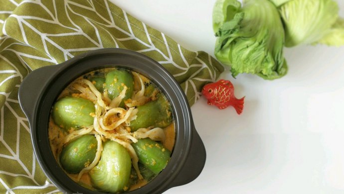 金沙银鱼扒菜胆