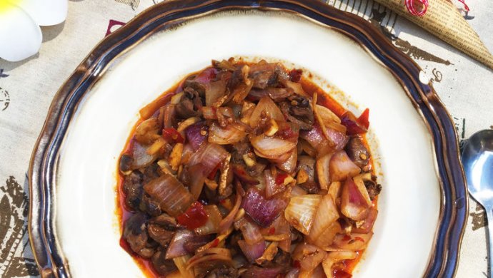 豆瓣酱炒鸡心+