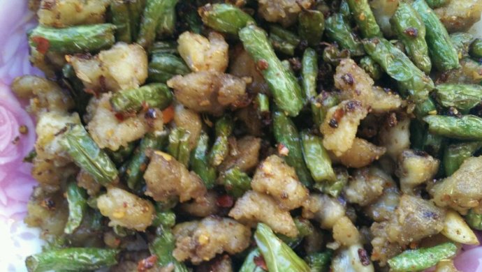 孜然鸡脆骨炒豆角