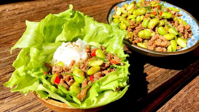 牛肉碎毛豆生菜碗