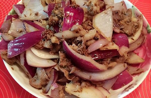 洋葱头爆羊肉片