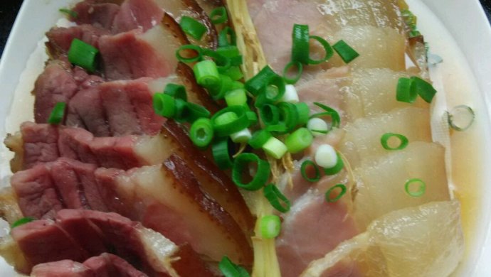 蒸腊味(双味咸肉,熏肉)
