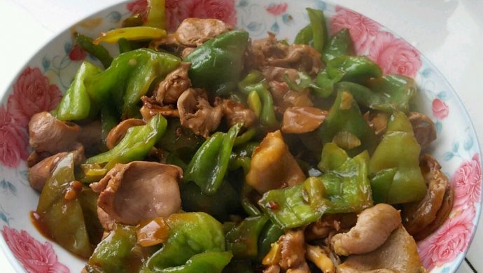 青椒炒鸡心
