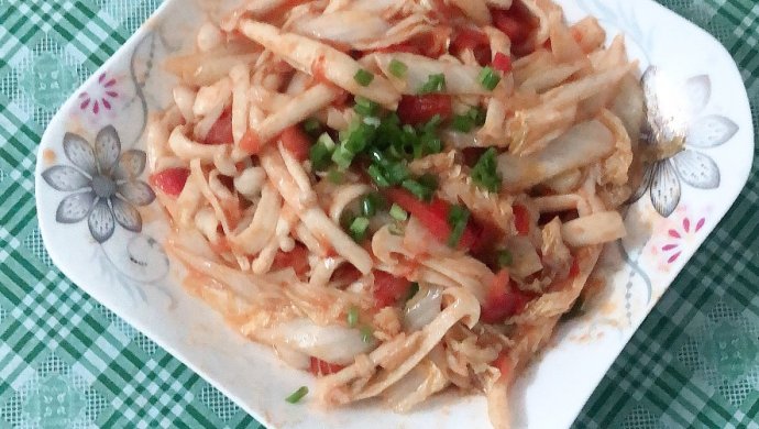 西红柿炒白玉菇