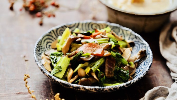 小白菜炒蘑菇