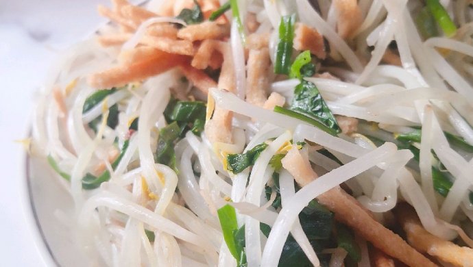 家常菜绿豆芽炒馓子