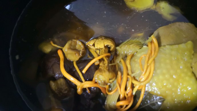 松茸虫草花猴头鸡腿浓汤