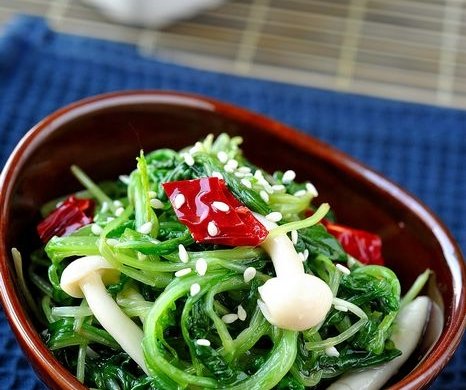 萝卜苗炝拌海鲜菇