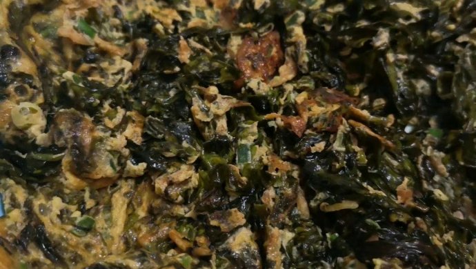 虾皮头水紫菜蛋饼