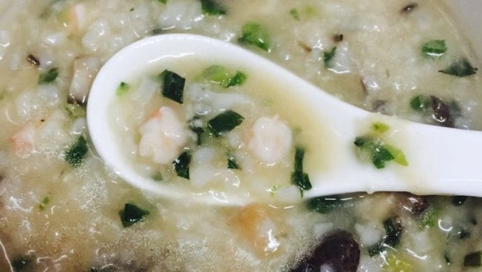 鲜虾冬菇青菜粥
