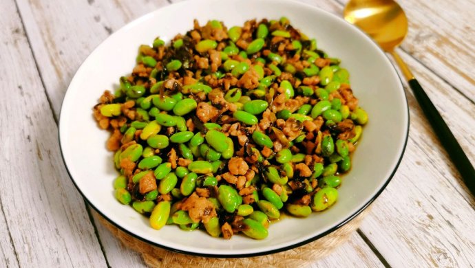 橄榄菜肉末炒毛豆