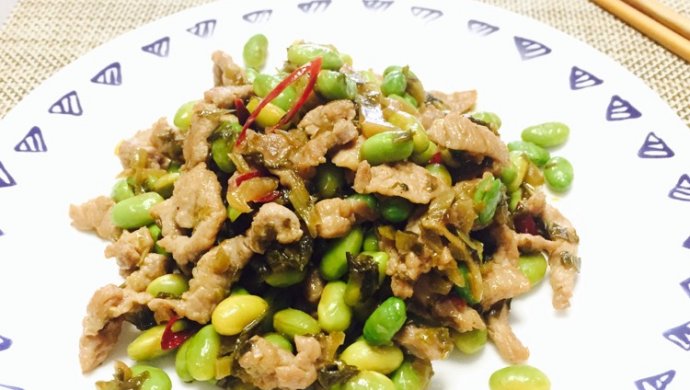 家常下饭菜――毛豆雪菜肉丝