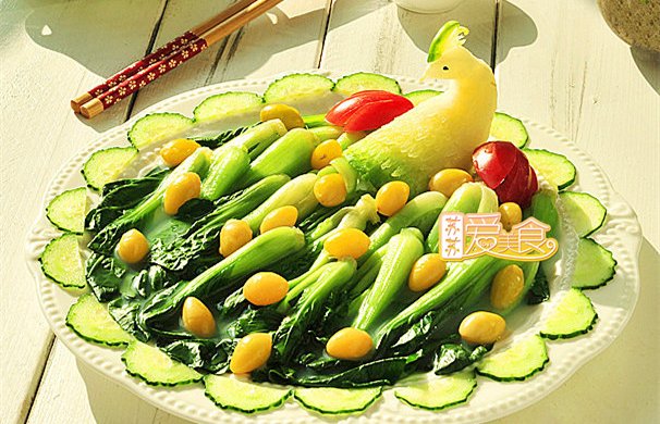 孔雀开屏吉祥菜――白果烩油菜