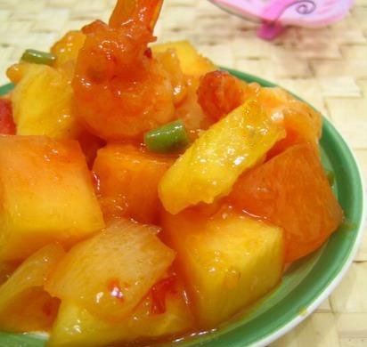 青木瓜菠萝甜辣虾