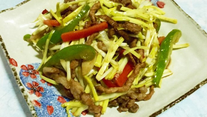 蒜黄肉丝