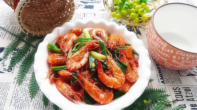 香葱干煸虾